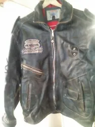 Vanguard Lee Trevor Rollfast Leather Moto Jacket.  Has small tearing on the in under the arms  the zipper is pulling...