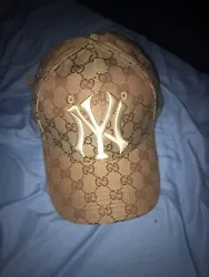 Gucci Mens New York Yankees Monogram GG Adjustable Baseball Cap Hat . Shipped with USPS Ground Advantage.