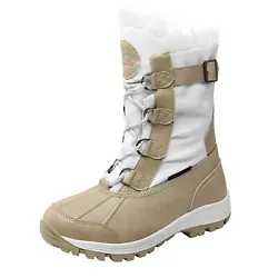 Insulated warm comfy faux fur linning and insole. Snow winter boots features synthetic leather and oxford fabric upper...