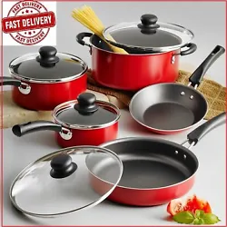 1 qt covered sauce pan. 2 qt covered sauce pan. Cookware Set. Nine pans with lids per unit. Pans and lids are both...