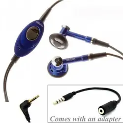 Verizon Wired Headset Handsfree Earphones Dual Earbuds Headphones Microphone with 2.5mm to 3.5mm Adapter [Blue]....
