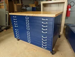 Ten large Hamilton 48 x 36 drawer flat file cabinet set on heavy duty 4