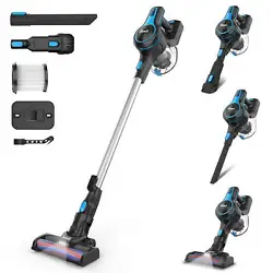 Strong Power Suction & Ultra-Quiet - The stick vacuum is equipped with 2020 upgraded 2.0 motors, 12Kpa strong suction...