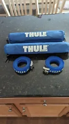 This auction is for a lot of (2) Thule Blue Loading Straps & (2) Thule Foam Bar Covers for Roof Rack Kayak / Bike...
