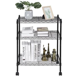 3-shelf shelving unit on wheels for your kitchen, office, garage, and more. Color: Dark grey. Material:Carbon...