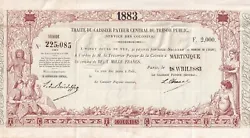 Billet Martinique 2000 Francs - Traite du Trésor Public - Sign. Chazal - 18-04-1883 - Kol.N°47. Billet Martinique...