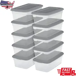 Plastic Set of (10) 6 Qt. Storage Boxes Titanium. Capacity 6 qt. Get organized with the Sterilite Clear Storage Box...