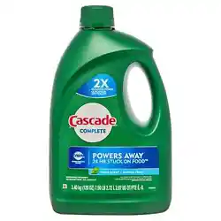 Thats because Cascade Complete Gel dishwasher detergent has 2X the Cleaning Power ( on starch & protein soils vs....