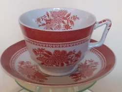 From a local estate are 5 sets of Copeland Spode red Fitzhugh  London shape cups and saucers in very nice condition.