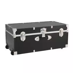 It features classic nickel hardware with black binding and nickel corner guards. The push-button center latch has an...