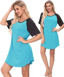 Short sleeve relaxed fit nightgown. Crew neckline. 95% Cotton,5% Spandex.