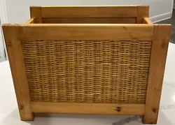 Vintage Boho Magazine Rack Wooden Wicker Rattan. good condition normal wear and tear.Please see all pictures