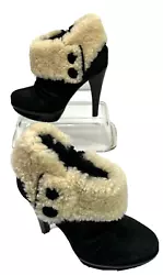 UGG Womens Size 6 US 37 EU 4.5 UK Black Suede Georgette Ankle Booties High Heels Platform. Measurements of heels and...