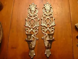 Up for sale Estate Fresh is a Pair of Attractive Floral Decorated Candlestick Wall Scounces in Very good overall Estate...