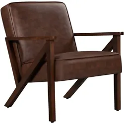 【A Solid, Luxurious Seating Option】This lounge chair sports a strong rubberwood frame, supple faux leather...