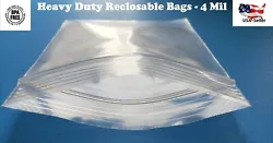 4 Mil Zip Seal Reclosable Top Lock Bags. Premium quality clear reclosable poly bags. 4 mil thickness. You are buying...