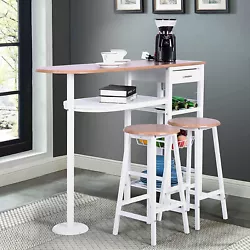 ❤ Compact: 2 bar stools can be wholely pushed under the table so as not to take up a lot of space. It is a perfect...