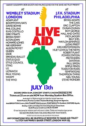 Live Aid was a multi-venue rock music concert held on July 13 1985. The event was organized by Bob Geldof and Midge Ure...