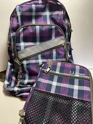 LL Bean Backpack Girl’s Purple Plaid w/ Matching Lunchbox EUC. Gently used during a school year that was mostly...