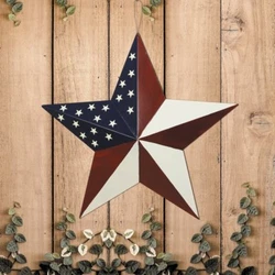 Rustic star barn for front door, wall and christmas tree, patriotic barn star decoration for indoor outdoor.