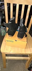Sporto Black Leather Boots 10M. Condition is New with box. Shipped with USPS Priority Mail.
