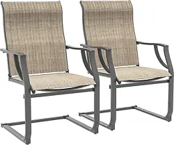 Patio Chairs Set of 2, Outdoor Dining Chairs for All Weather, Breathable Garden Outdoor Furniture for Backyard Deck,...