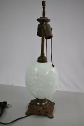 Gothic Victorian Spiderweb & Pansy Milk Glass Lamp Electric