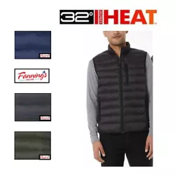 Colors: Black (1 Black Vest / 1 Green Vest), Blue (1 Gray Vest / 1 Blue Vest). 32 Degrees Heat®. Size zipper pockets...