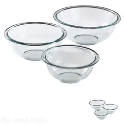 The Pyrex 3-pc Mixing Bowl Set is designed to make stirring and mixing quick and easy. The round shapes gives you the...