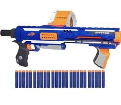 Nerf Rampage N-Strike Elite Toy Blaster with 25 Dart Drum Slam Fire Darts NEW OB. THIS IS BRAND NEW OPEN BOX/DAMAGED...