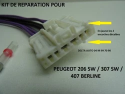 POUR PEUGEOT 206 SW ( PAS POUR LES BERLINES LE KIT EST NOIR ). KIT REPARATION PLATINE PORTE-AMPOULES DROIT OU GAUCHE....
