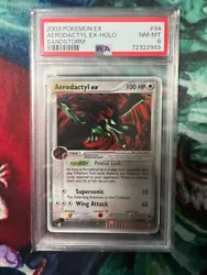 Aerodactyl ex Sandstorm PSA8 Pokemon card.