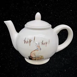 Rae Dunn Hip! Hop! Easter Bunny White Teapot 7.5”T 9”W.