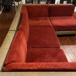 5 PIECE Sectional Safa Rebolstered in a Red Fabric