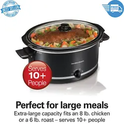 It will hold an 8 lb. chicken or a 6 lb. roast and serves 10+ people. The handles also fold down for easy storage. The...