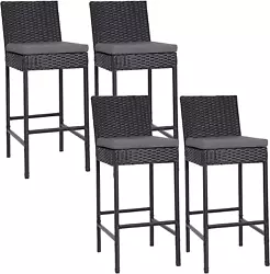 Lafuria wicker barstools can be placed indoors or outdoors. They work great for porch or patio, poolside, man caves,...