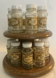 Two Tiered Spice Rack / Lazy Susan. 18 Glass Jars w/Lids.