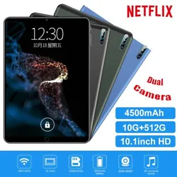 10.1 inch 10GB+512GB WiFi Tablet Android Netflix HD Bluetooth Game Tablet Computer With Camera    .