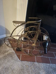 8 Bottles Storage Bike Wine Rack Decor Display Brass Metal.