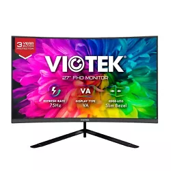 VIOTEK NBV27CB22 27” Curved 75Hz Monitor for School & Office | FHD 1080p w/Speakers | 4000:1 High Contrast VA Panel...