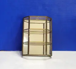 A beautiful glass and brass box. It has a hinged door.
