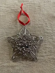 Lenox Sparkle and Scroll Clear Crystal Silver Plated Star Ornament.