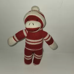 Sock Monkey Dan Dee Collectors Choice Red White Striped Plush Stuffed Animal 10