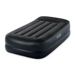 Twin air mattress is perfect for sleeping when traveling. Built-in pump electrically inflates and deflates the mattress...