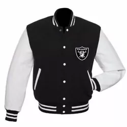 Leather Estate NFL OaklandVarsity Jacket is made from top-quality woolen fabric and has a soft viscose inner lining...