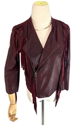 Fringe goes down front and arms. 100% Genuine Leather.