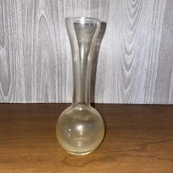 Vtg Clear Glass 6 Inch Bulb Vase Cloudy Bottom Unbranded.