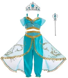Two-piece Jasmine outfit includes a top and a pant.With Crown and Wand. The top and pant have elastic band which is...