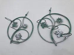 Vintage MCM Wall Hanging METAL Plant Flower Pot Tiered Garden Holder - Set Of 2. These holders are for smaller 3” in...
