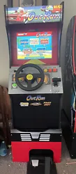 Arcade1up Outrun standing with riser.
